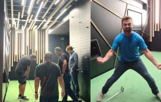 Holing GMac's putt on 16 in the 2010 Ryder Cup creates ecstasy at 1IRON Golf in Milton Keynes, UK